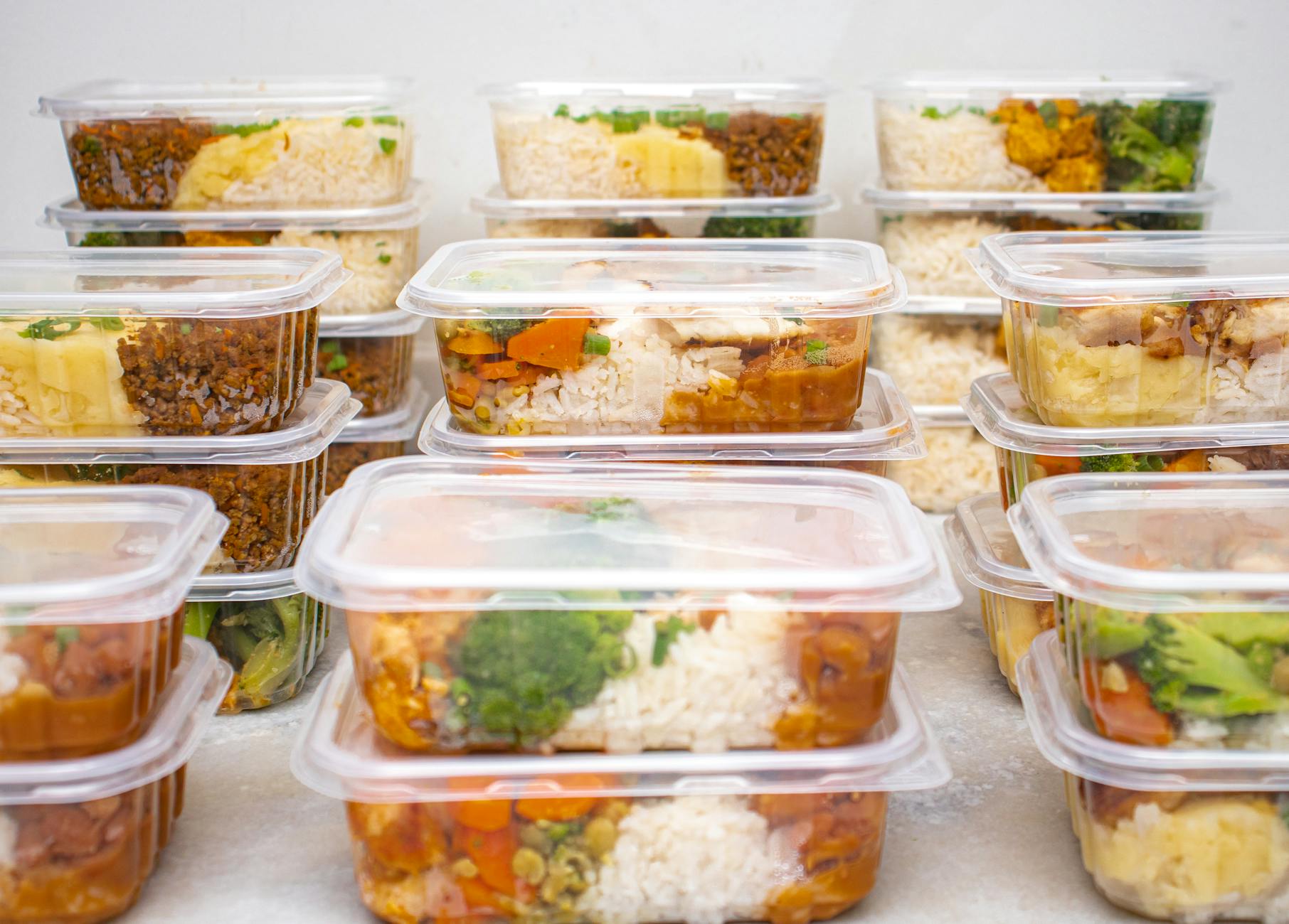 stack of healthy meal prep containers
