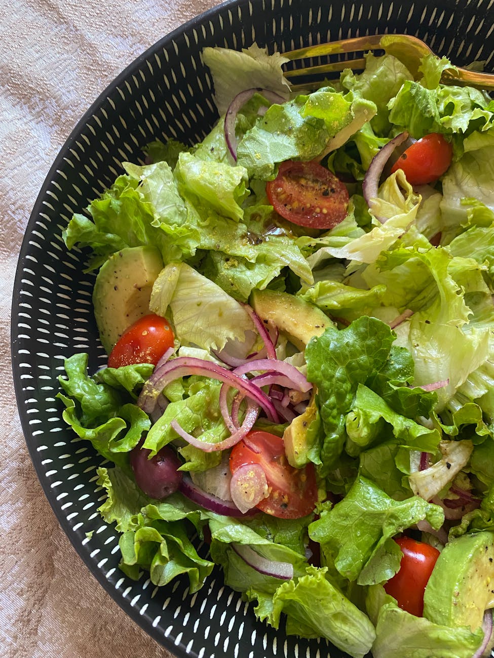 fresh green salad with avocado and cherry tomatoes